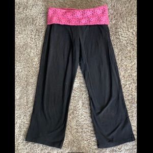 COPY - Size Medium Pink lace fold over yoga pants